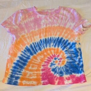 GAP Women's Vibrant Tie-Dye Short Sleeve Tee - Pink, Orange, Blue